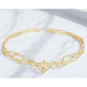 Women Alloy Rhinestone Fairy Crown for Carnival Fancy Dress Gold Champagne